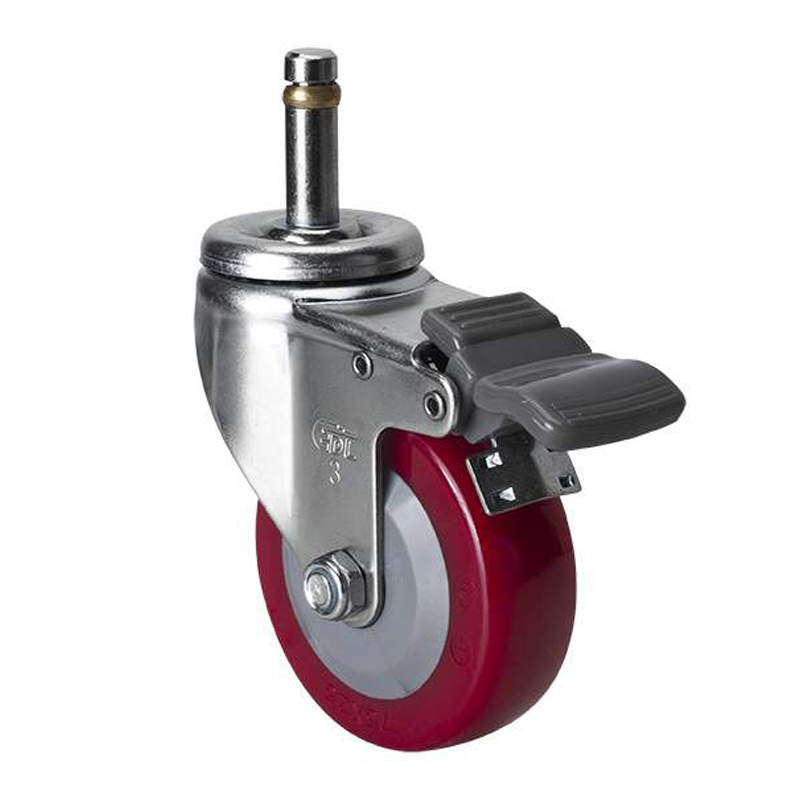 EDL Light 3'' 80kg Stem Plastic Dual Brake PU caster 36163H-363-84