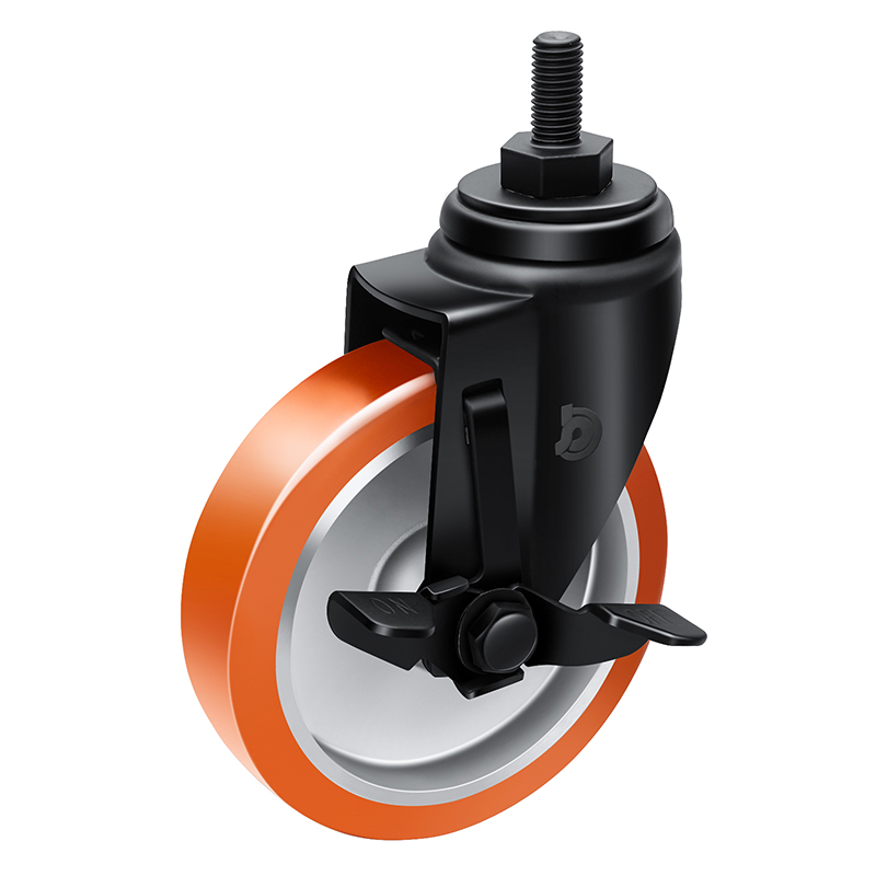 捷乐步 中型5英寸150Kg丝杆侧刹高弹性聚氨酯(TPU)脚轮 J50545C-H505-86A/C